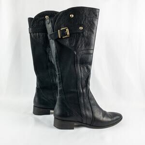 Black Leather Knee-High Women's Riding Boots
